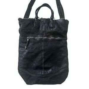 Vintage Sissi Rossi Genuine Leather Tote Bag Purse Large Made In Italy Y2K Zip